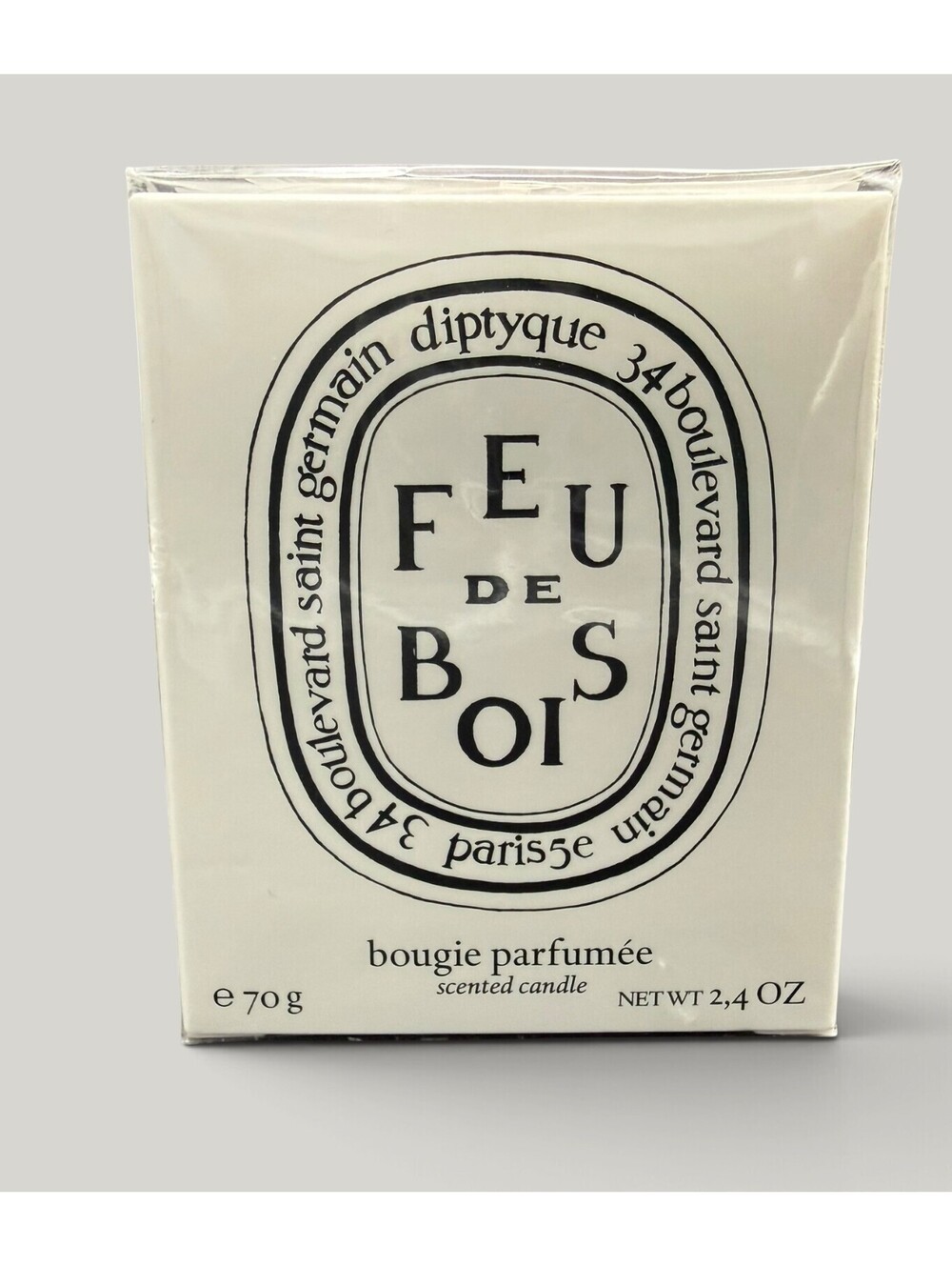 Diptyque NIB Glass Candle-Feu Du Bois (Wood Fire)-2.4 oz